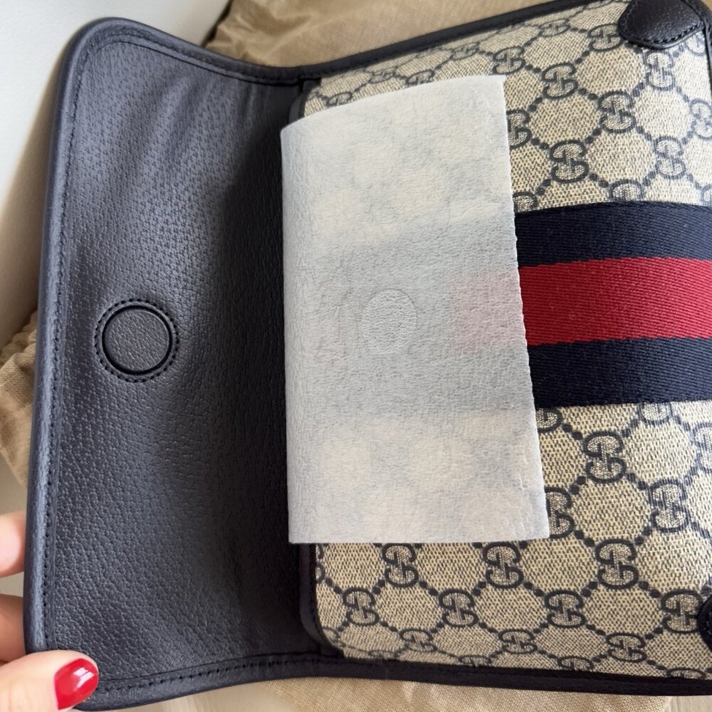 NWT Gucci GG Supreme Belt Bag Web Ophidia Brown White Blue Marmont 674081 90 Cm - Picture 6 of 11